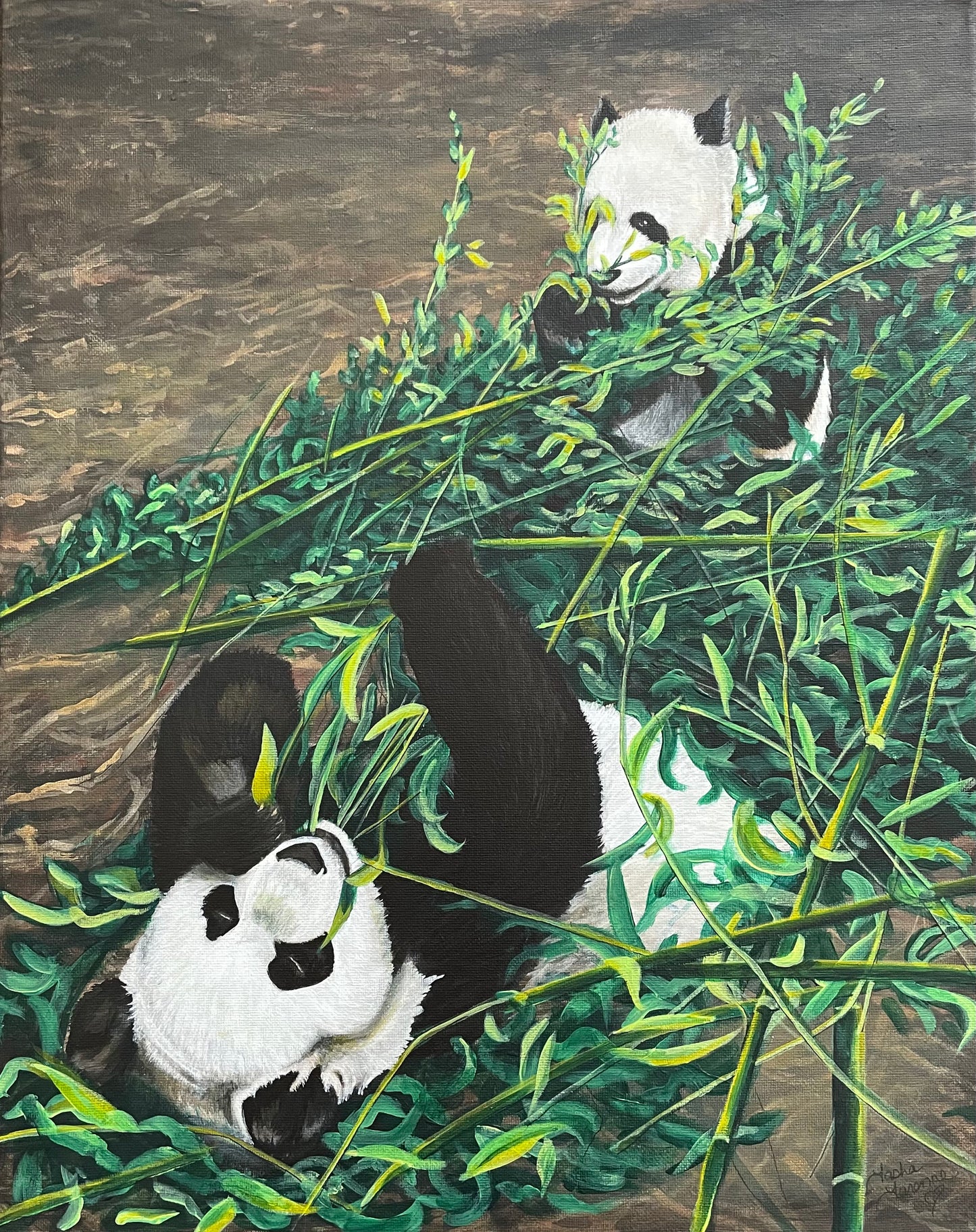 Panda Bears Acrylic Original